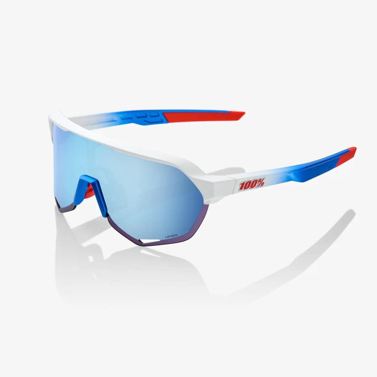 100 Percent Sunglasses - S2 - TotalEnergies Team Matte White / Metallic Blue - HiPER® Blue Multilayer Mirror Lens product