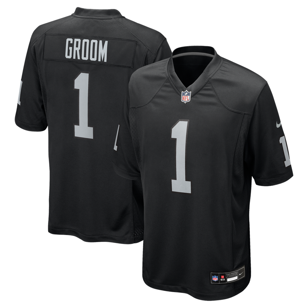 Men's Las Vegas Raiders Number 1 Groom Nike Black Game product image 1