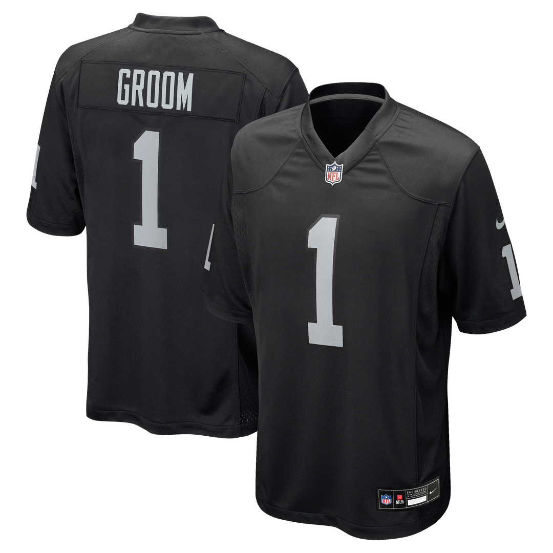Men's Las Vegas Raiders Number 1 Groom Nike Black Game product image 1