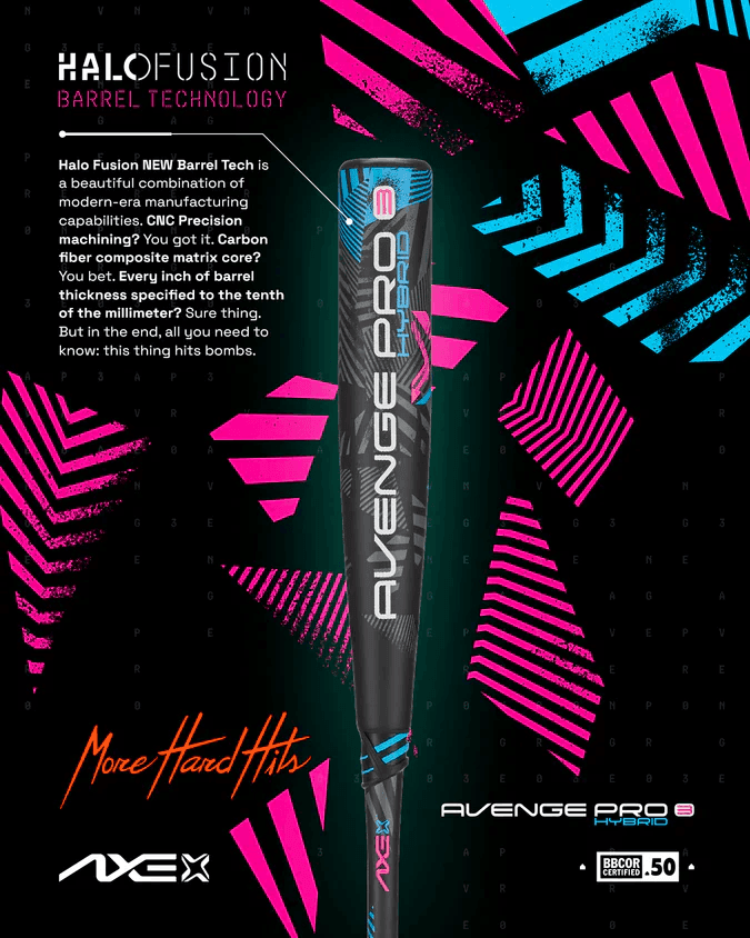 2025 Axe Avenge Pro 3 Hybrid BBCOR Baseball Bat -3 | Flared Handle product image 6, provided for visual reference and