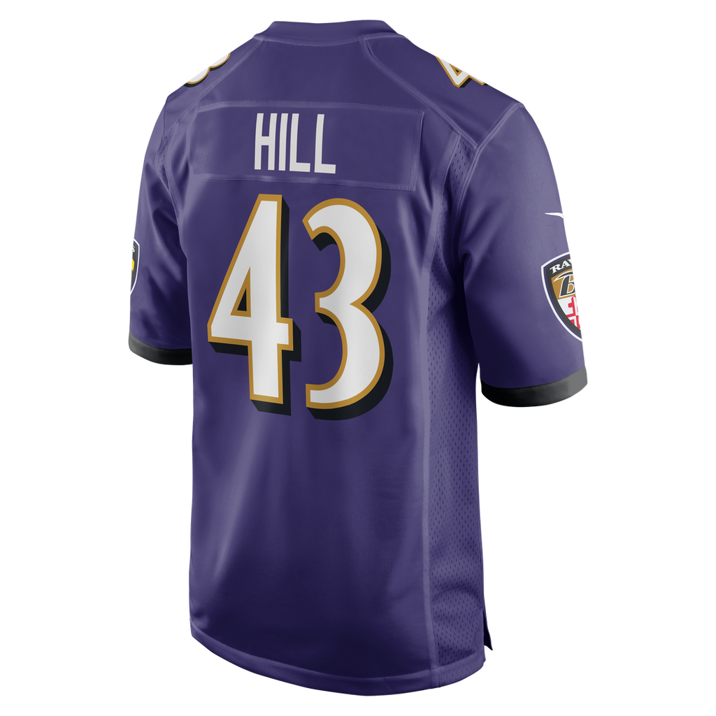 Men's Baltimore Ravens Justice Hill Nike Purple Game Jersey product image 3