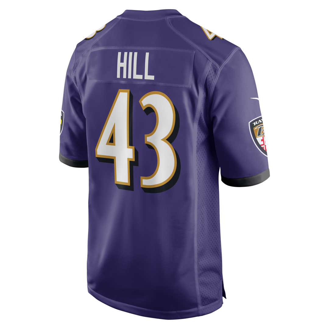 Men's Baltimore Ravens Justice Hill Nike Purple Game Jersey product image 3