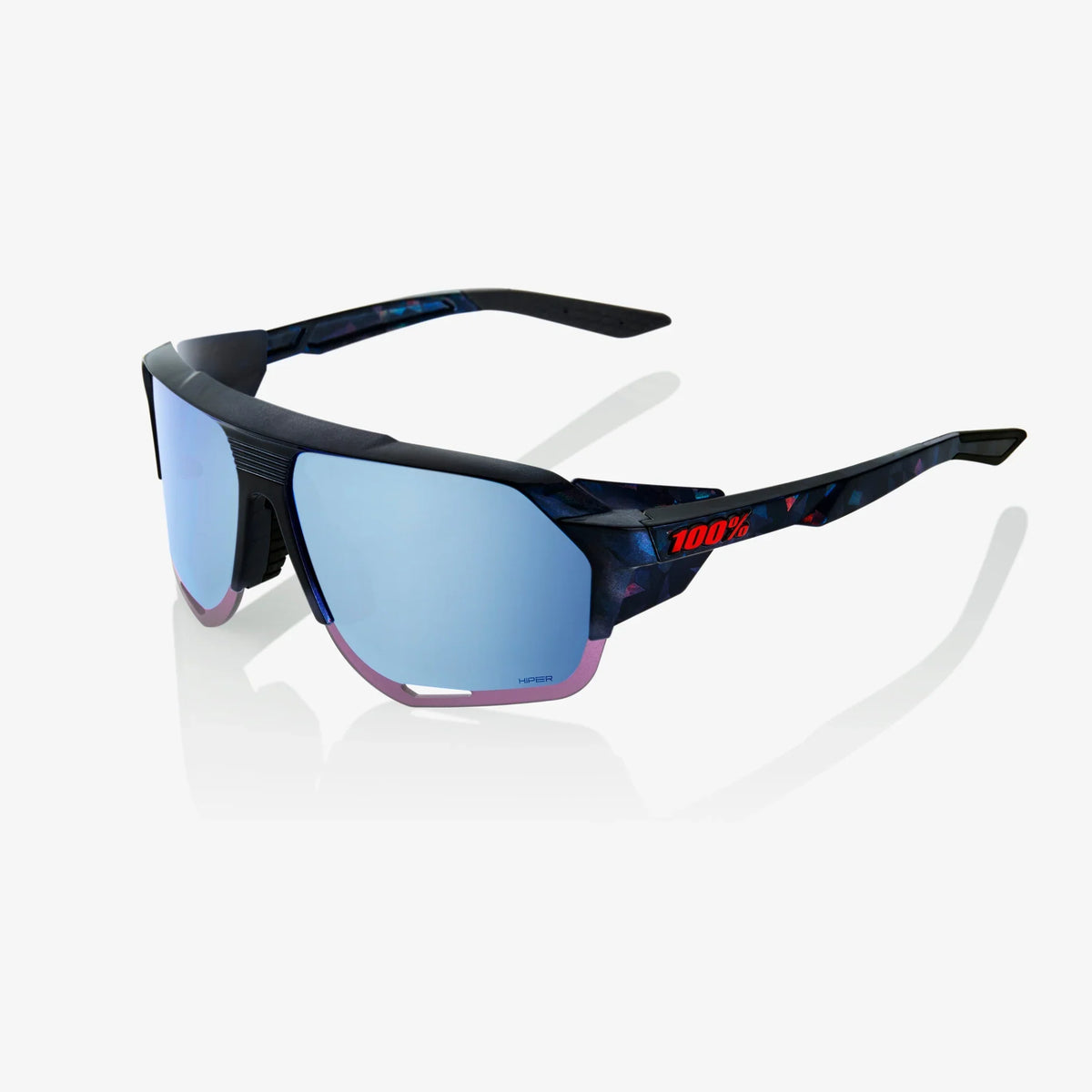 100 Percent Sunglasses - Norvik - Black Holographic - HiPER Blue Multilayer Mirror Lens product image 1, provided for visual