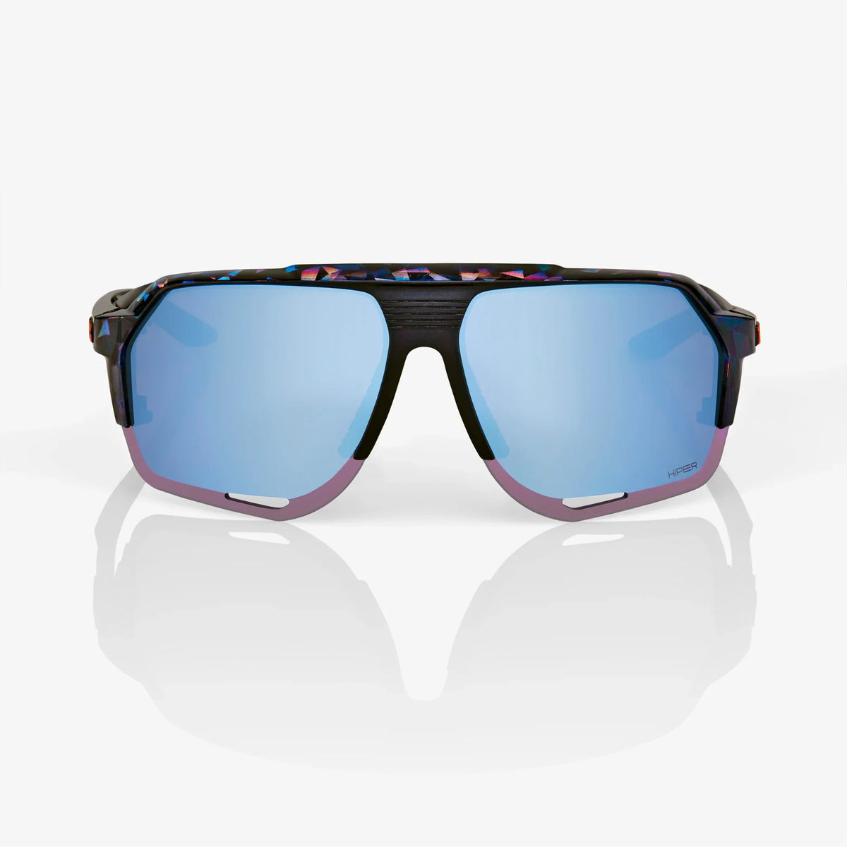 100 Percent Sunglasses - Norvik - Black Holographic - HiPER Blue Multilayer Mirror Lens product image 2, provided for visual