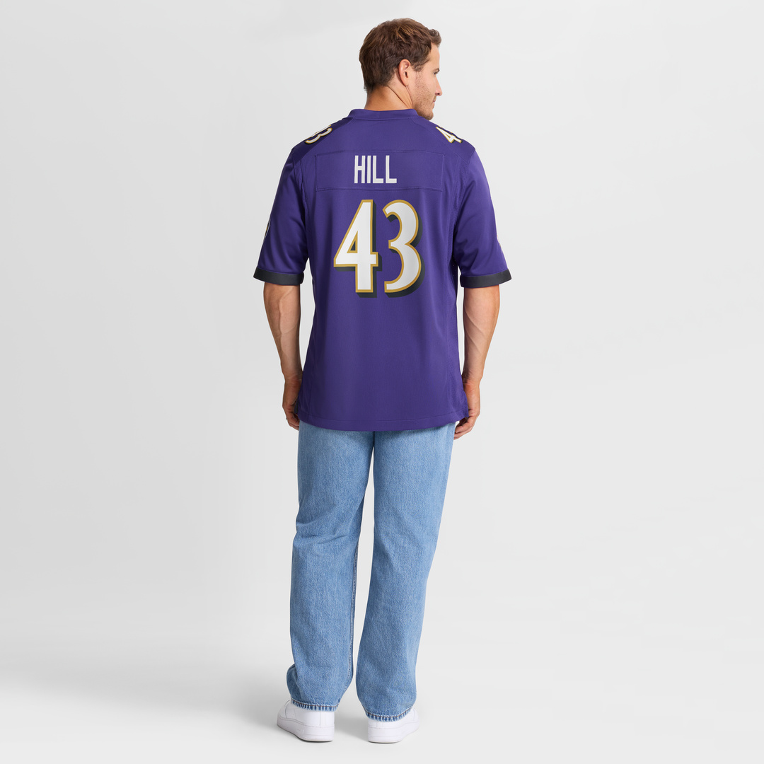 Men's Baltimore Ravens Justice Hill Nike Purple Game Jersey product image 8