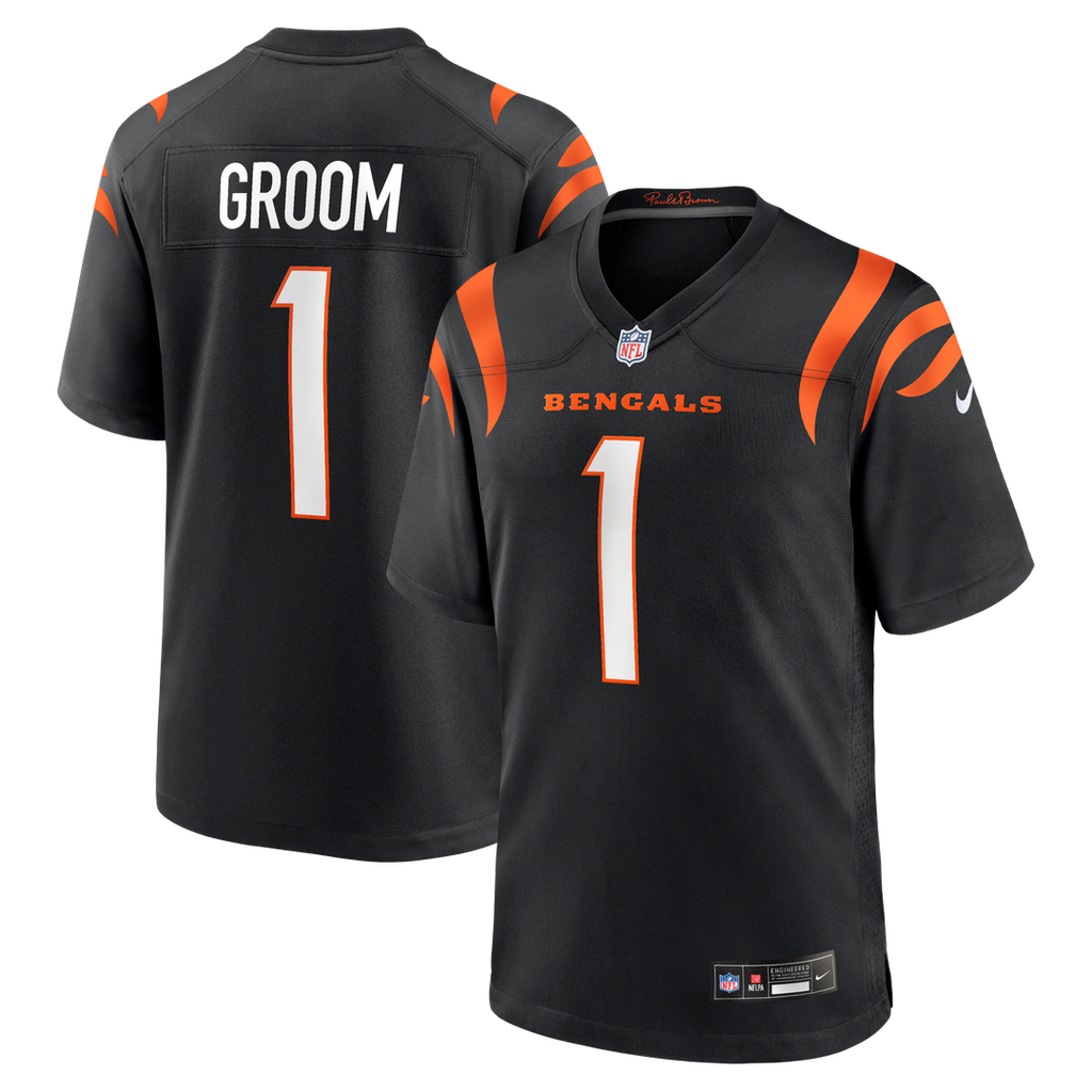 Men's Cincinnati Bengals Number 1 Groom Nike Black Game product image 1
