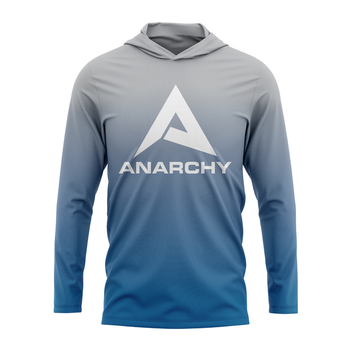 Anarchy Hooded Long Sleeve T-Shirt - Gray/Blue Fade product image 1, provided for visual reference and product detail review