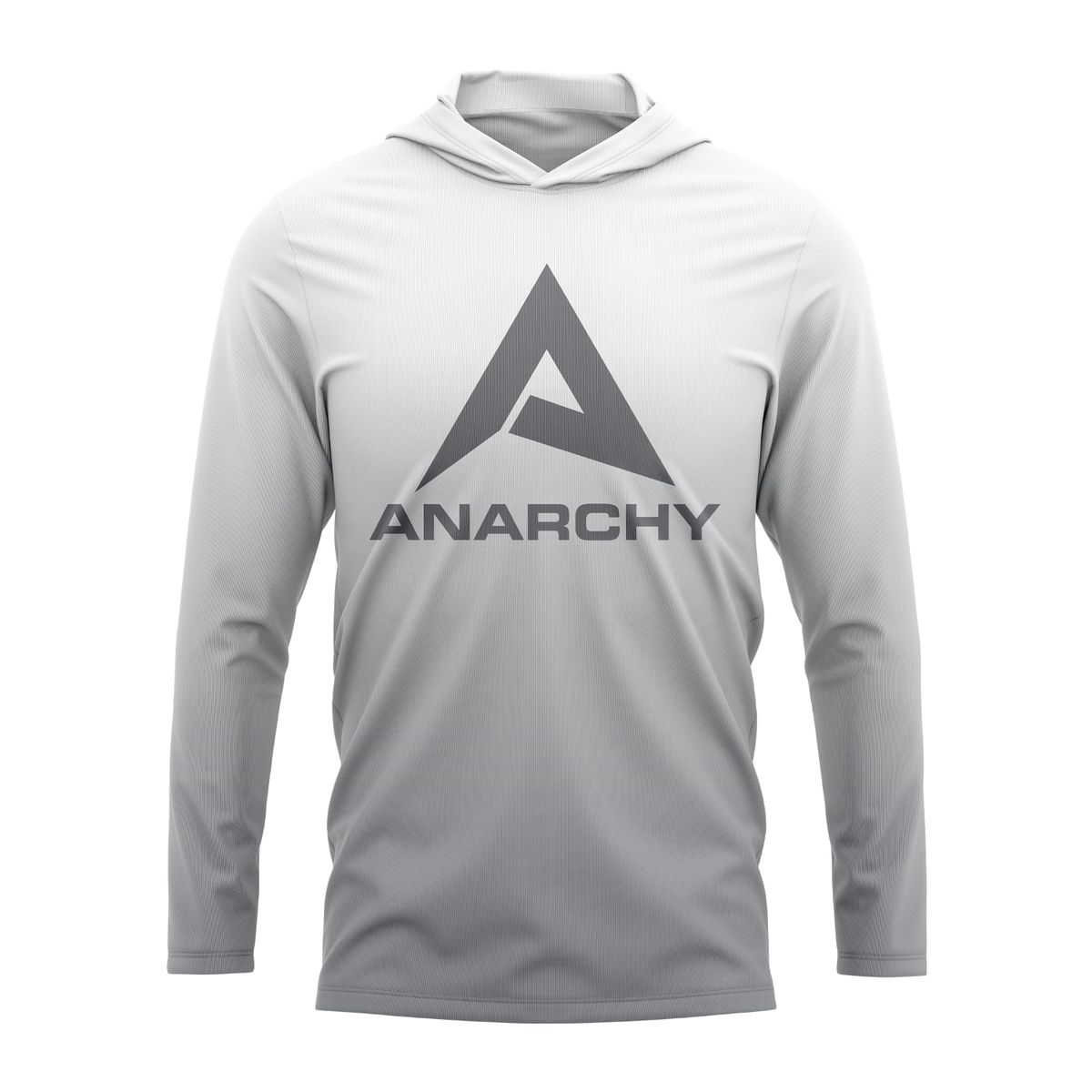 Anarchy Hooded Long Sleeve T-Shirt - White/Grey Fade product image 1, provided for visual reference and product detail review