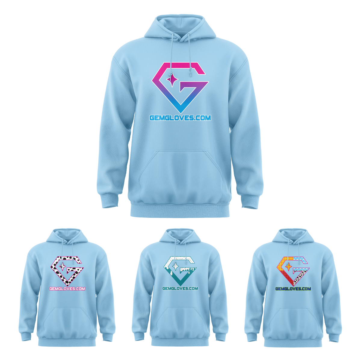 Gem Gloves Element Fleece Hoodie - Aqua product image 1, provided for visual reference and product detail review