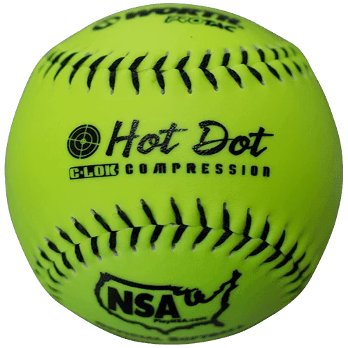 Worth 12" Hot Dot NSA Slowpitch Softballs NO12SY product image 1, provided for visual reference and product detail review