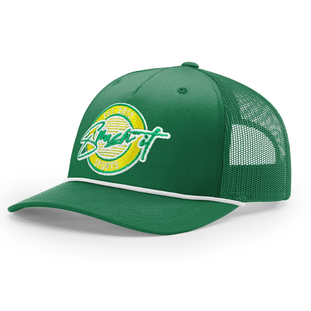 Smash It Sports Classic Rope Trucker Hat - Kelly/White/Yellow product image 1, provided for visual reference and product