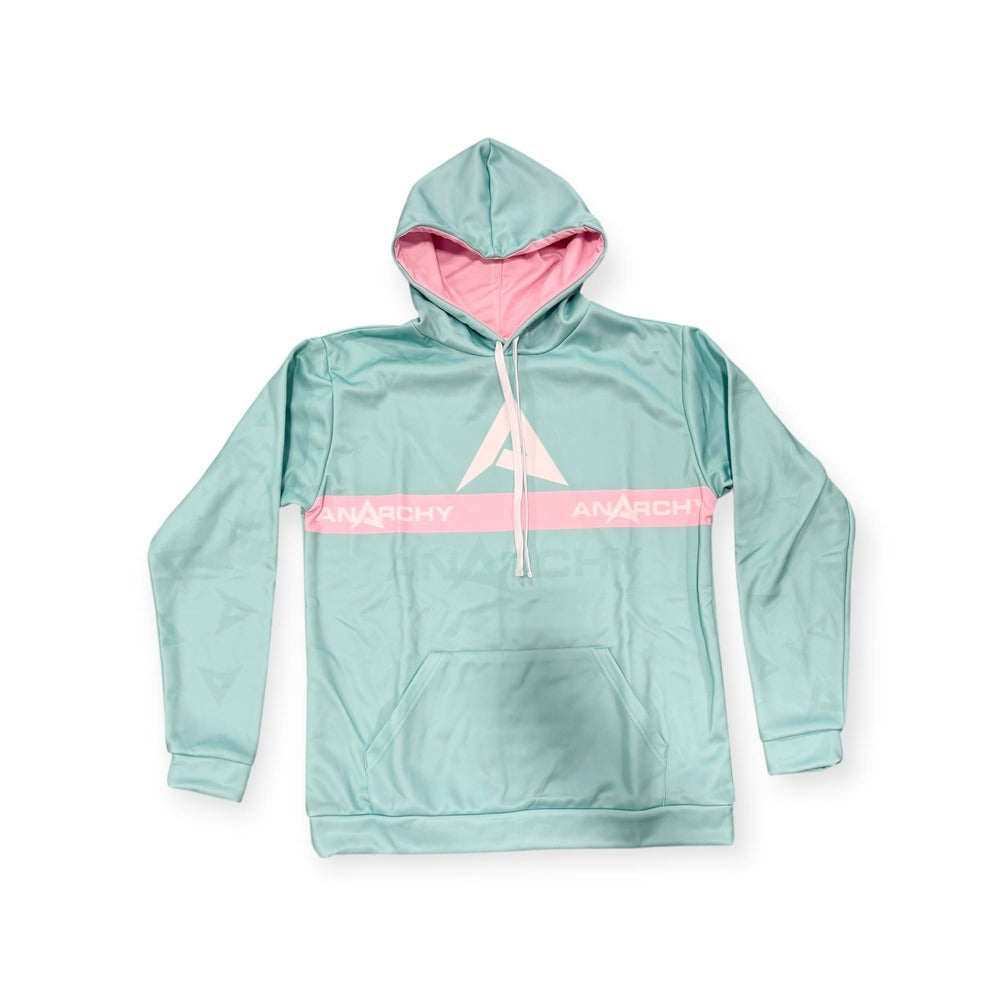Anarchy Fleece Hoodie - Teal/Pink product image 3, provided for visual reference and product detail review