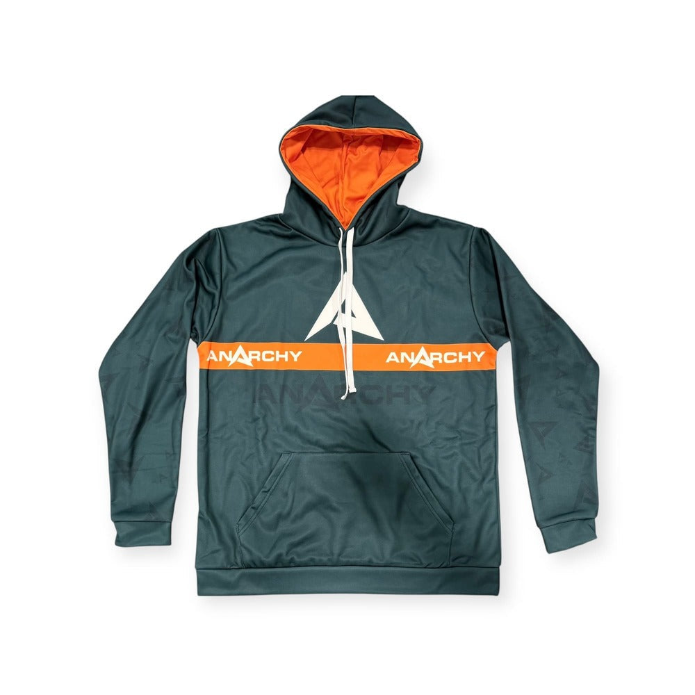 Anarchy Fleece Hoodie - Dark Green/Orange product image 3, provided for visual reference and product detail review
