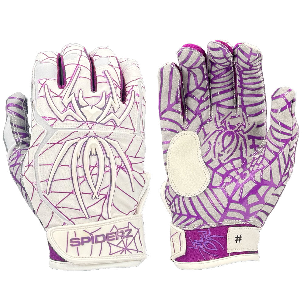 Spiderz HYBRID Batting Gloves - White/Purple product image 1, provided for visual reference and product detail review