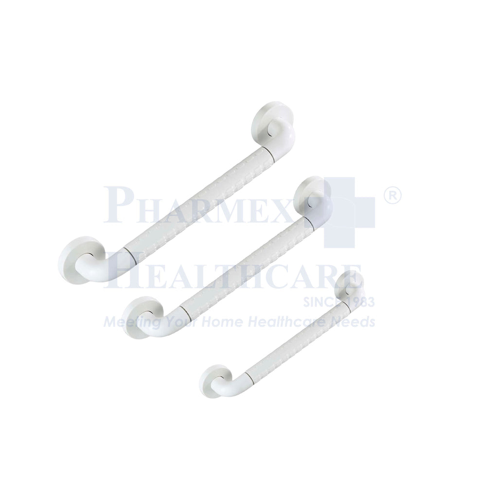 White ABS Nylon-Coated Stainless Steel Grab Bar, 12"/18"/24", 1 Unit