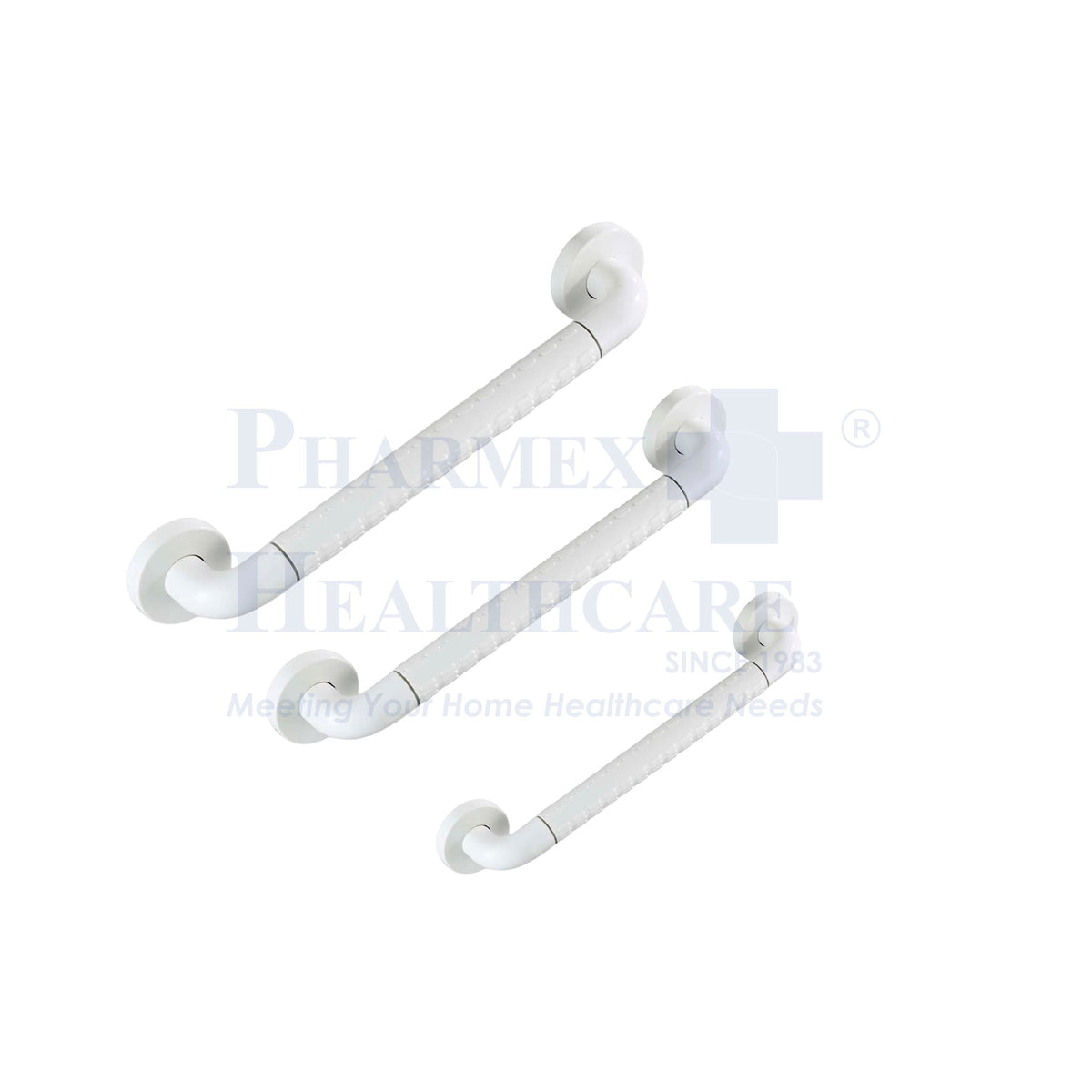 White ABS Nylon-Coated Stainless Steel Grab Bar, 12"/18"/24", 1 Unit