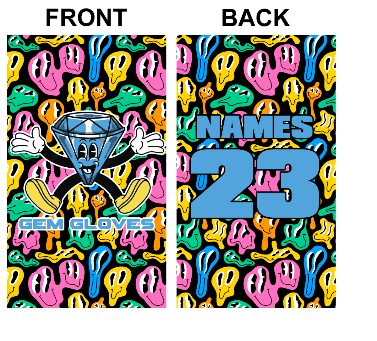 Gem Gloves Smiley Drip Bag Tag product image 1, provided for visual reference and product detail review
