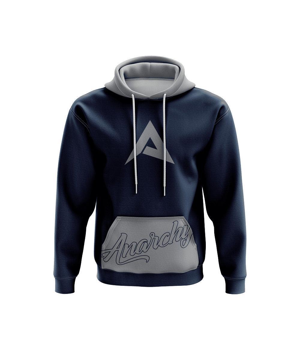 Anarchy Fleece Hoodie - Navy/Grey product image 1, provided for visual reference and product detail review