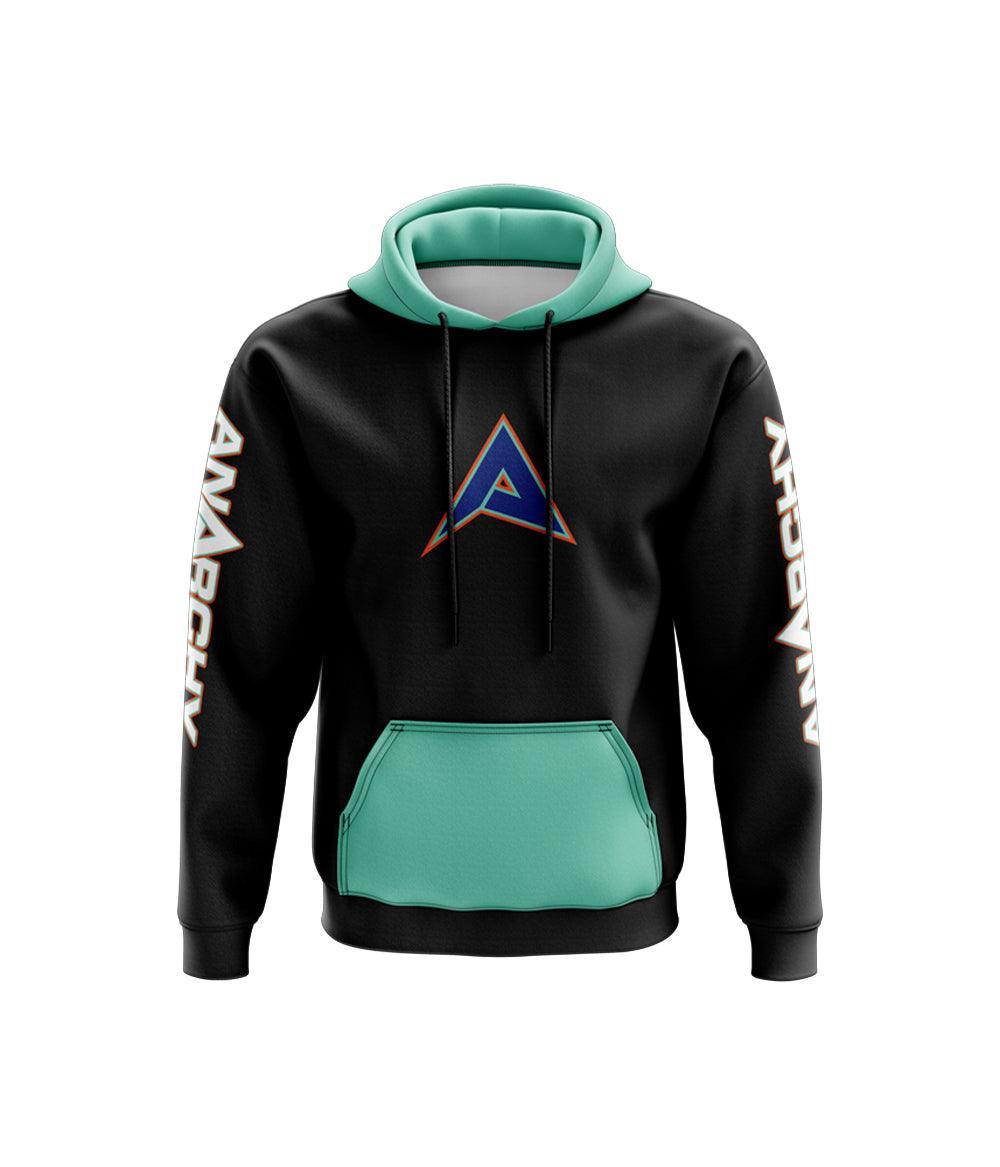 Anarchy Fleece Hoodie - Teal/Royal/Orange product image 1, provided for visual reference and product detail review