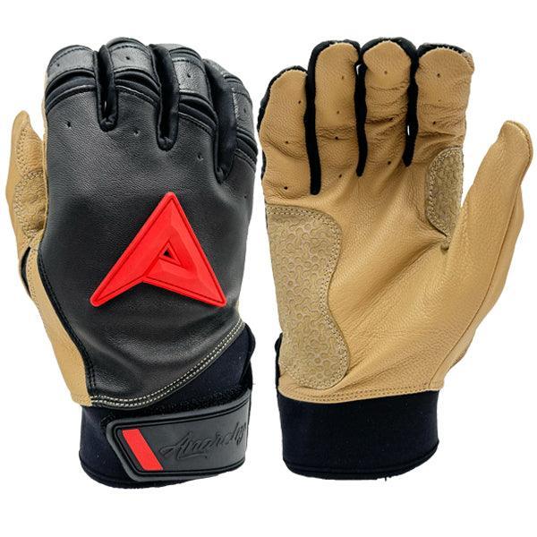 Anarchy Grindstone Short Cuff Batting Glove - Black/Tan/Red product image 1, provided for visual reference and product