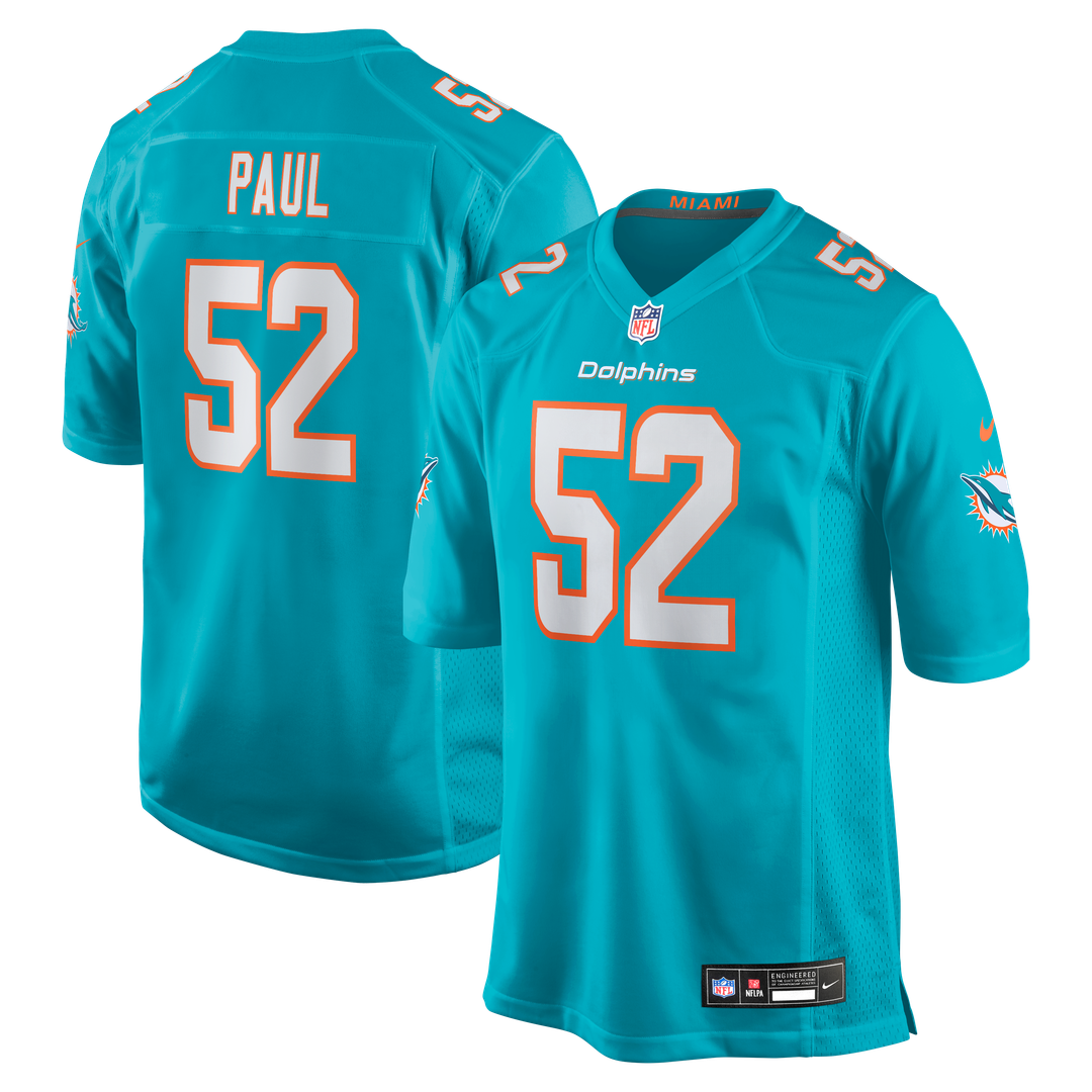 Men's Miami Dolphins Patrick Paul Nike Aqua Game Jersey product image 1
