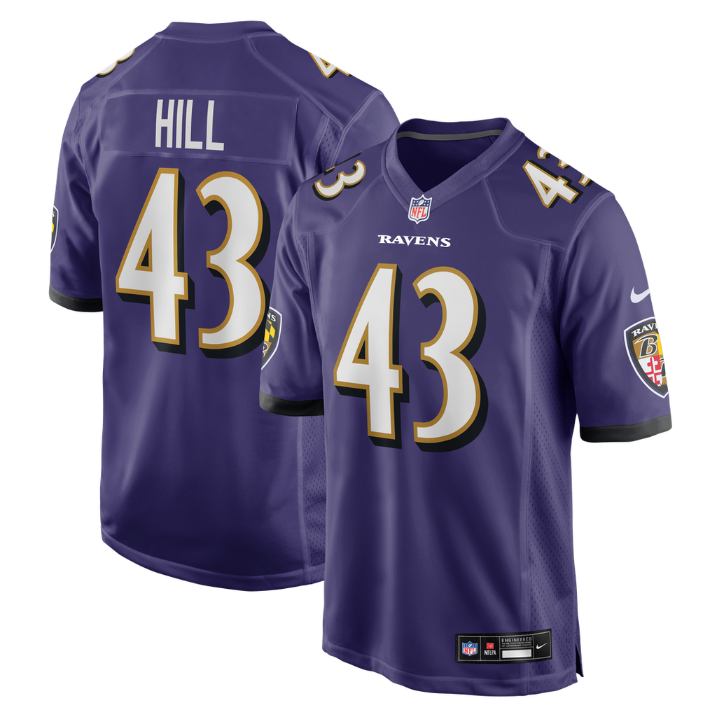 Men's Baltimore Ravens Justice Hill Nike Purple Game Jersey product image 1
