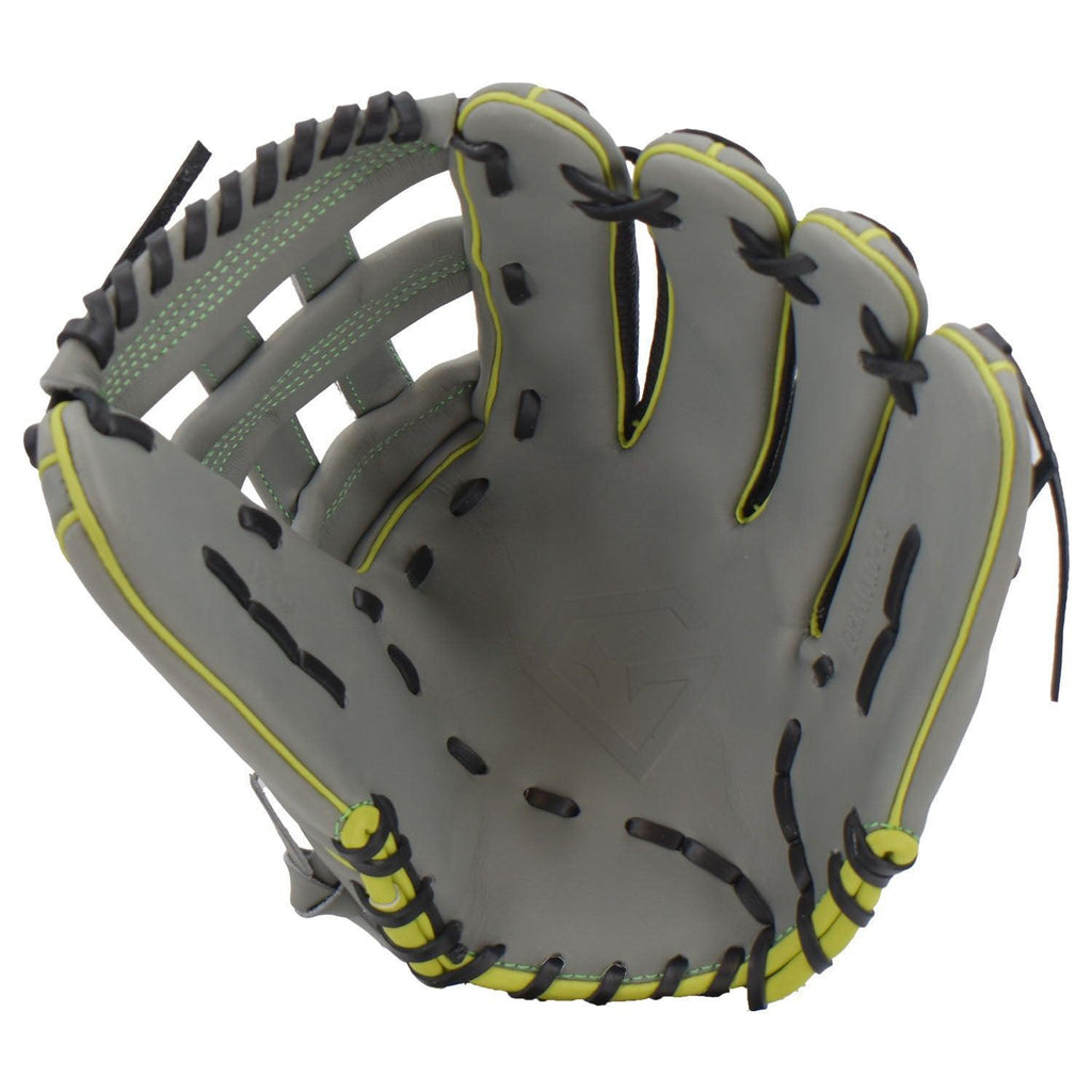 Gem Gloves Softball Fielding Glove - GEM010 Charcoal/Black/Neon Green product image 3, provided for visual reference and
