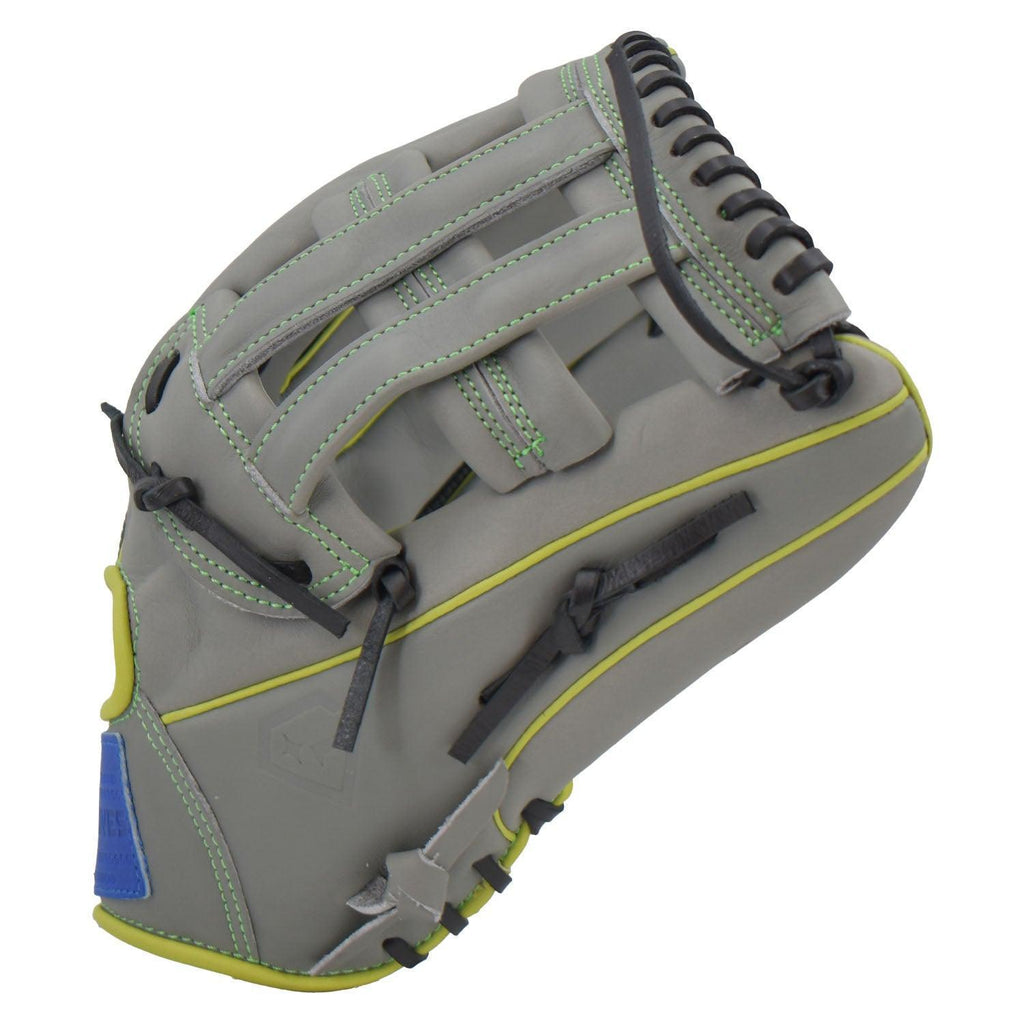 Gem Gloves Softball Fielding Glove - GEM010 Charcoal/Black/Neon Green product image 2, provided for visual reference and