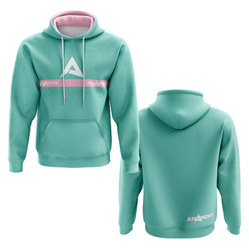 Anarchy Fleece Hoodie - Teal/Pink product image 1, provided for visual reference and product detail review