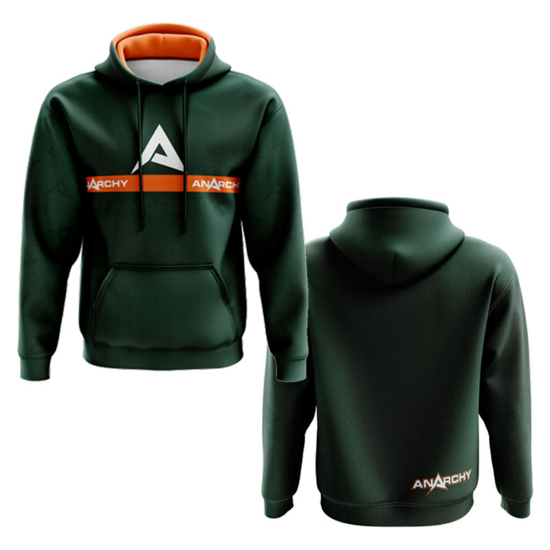 Anarchy Fleece Hoodie - Dark Green/Orange product image 1, provided for visual reference and product detail review