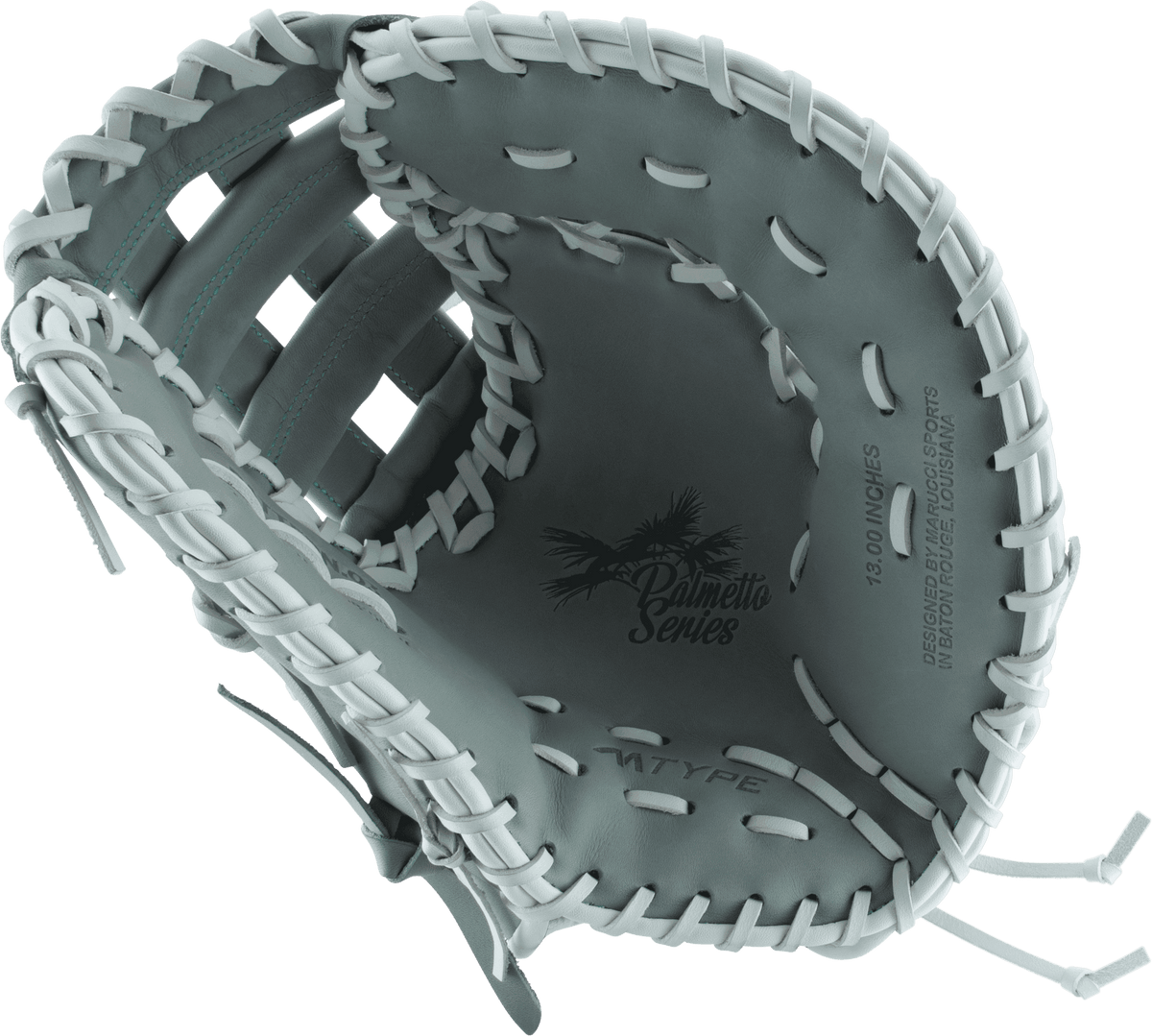 Marucci Palmetto 13" Fastpitch Softball First Base Mitt/Glove - MFG3PL39S2FP-GY product image 4, provided for visual
