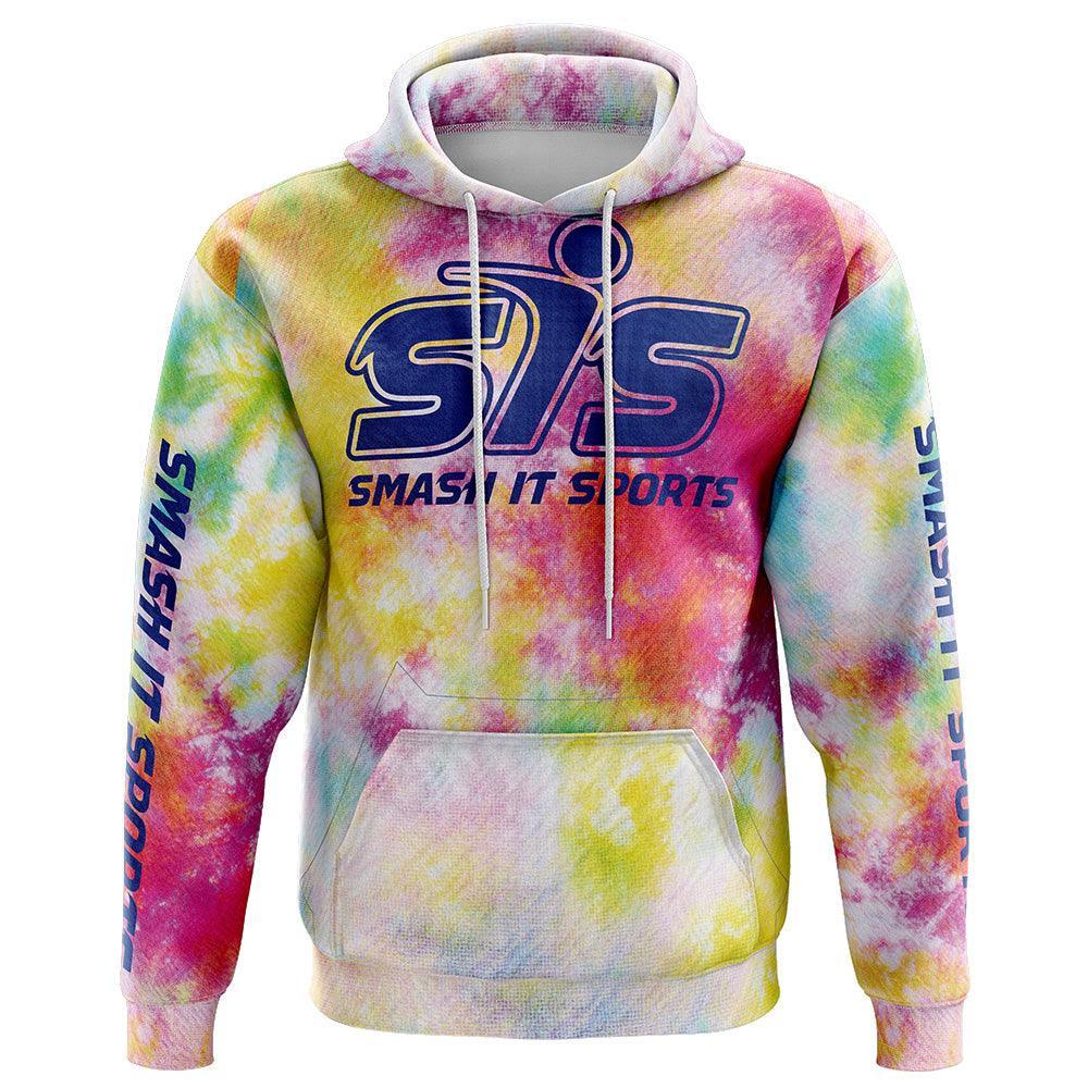 Smash It Sports Core Fleece Hoodie - Faded Rainbow Tie Dye - Ladies product image 1, provided for visual reference and