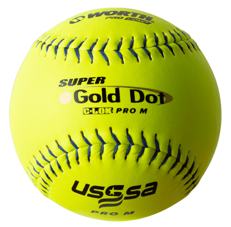 SPECIAL - 6 DOZEN - Worth PRO M 44/375 USSSA 12" Slowpitch Softballs - UM12CY product image 2, provided for visual reference