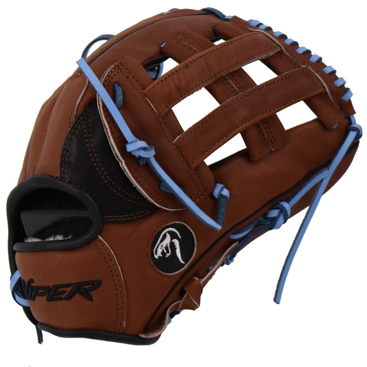 Viper Japanese Kip Leather Slowpitch Softball Fielding Glove Brown/Black/Carolina product image 1, provided for visual